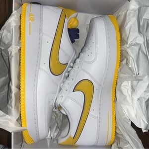 Nike Air Force 1 White and Yellow Sneakers